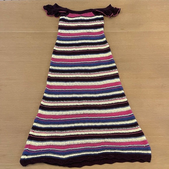 Women's Zara Special Edition Size S Crochet Knit Striped Maxi Dress NWT New - Picture 5 of 10